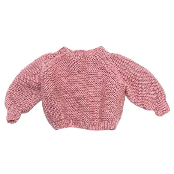 VINTAGE Hand Knit Dusty Rose Baggy Cut Cardigan - Picture 3 of 3